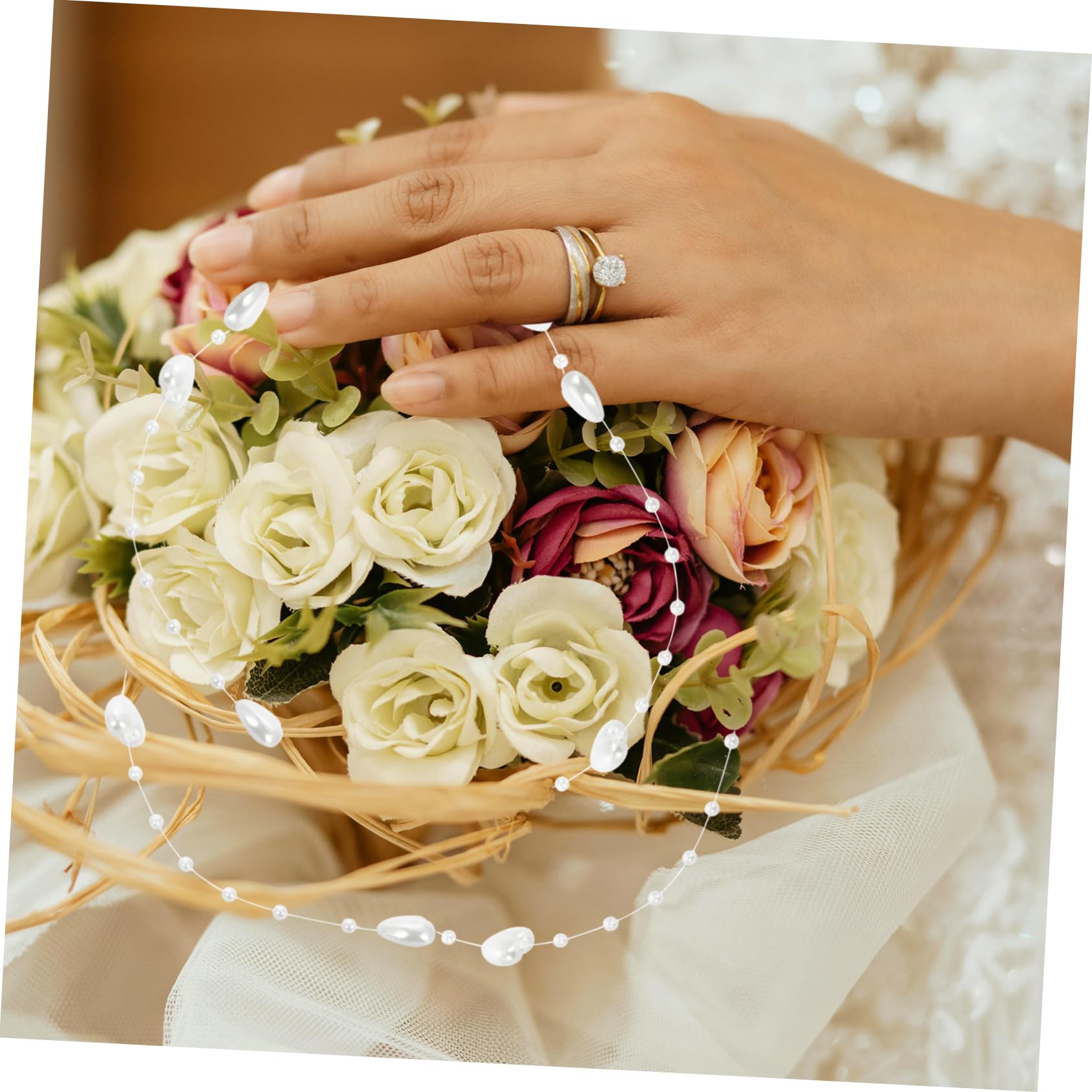 Adorno De Corazón Guirnalda De Perlas para Manualidades y Decoración para Bodas y San Valentín