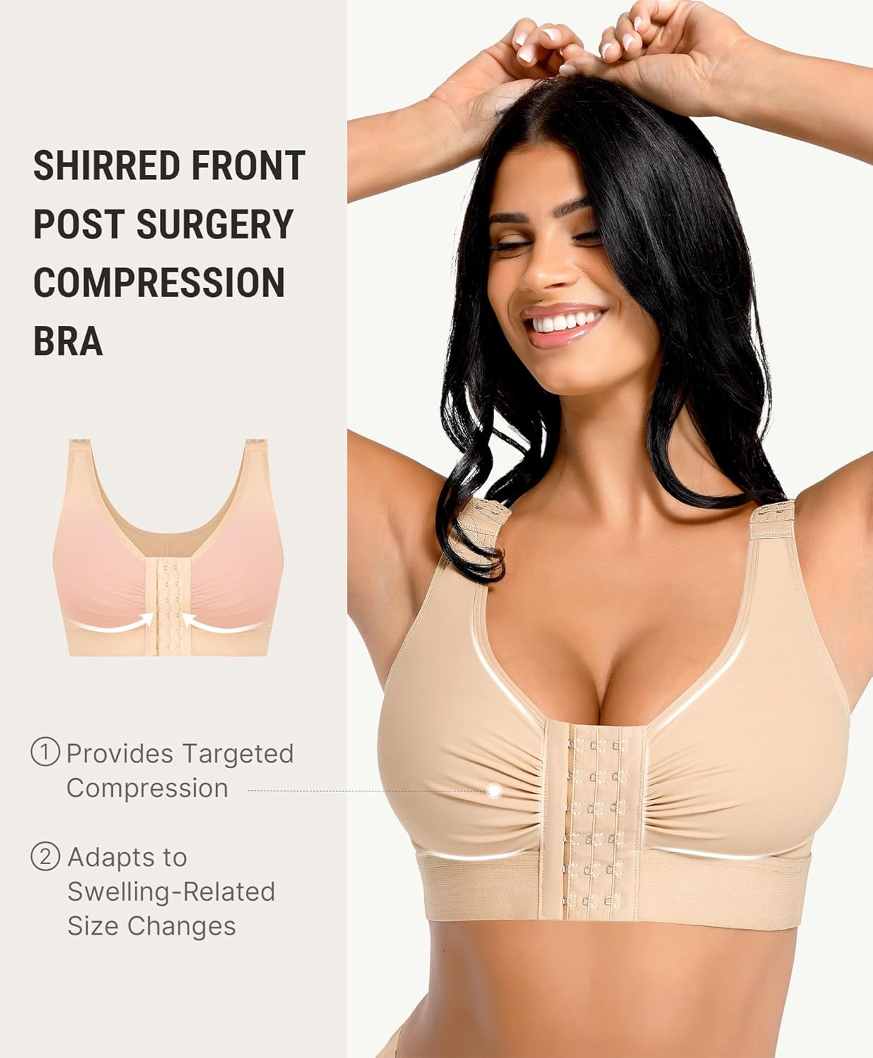 FeelinGirl Post Surgery Compression Bra for Women's Front Closure Bra with Adjustable Straps Wirefree - Image 2