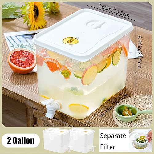 Miniatura 4 de Dispensador de bebidas para refrigerador, dispensador de bebidas de plástico con espita, recipiente de jugo sellado con pantalla de filtro, jarra de