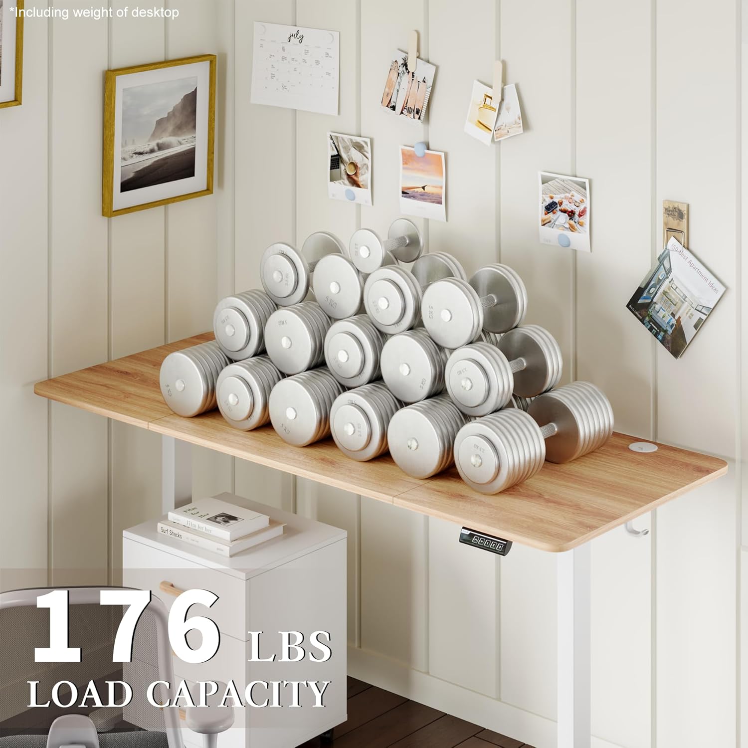 Monomi Large 71“ Standing Desk - Adjustable Electric Desk for Dual Monitor Setup with Anti-Collision, 3 Programmable Memory, 176 lbs Weight Capacity, Home Office Desk (Natural)