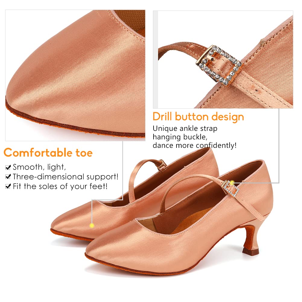 Donna Moderno Scarpe da Ballo Punta Chiusa per Danze Standard e Ballo Sociale con Sidecross