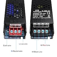 Vista 3 de Fuente de alimentación de conmutación regulada universal de 24V 6.5A 150W, Convertidor de CA 100-250V a 12V CC, controlador LED, transformador