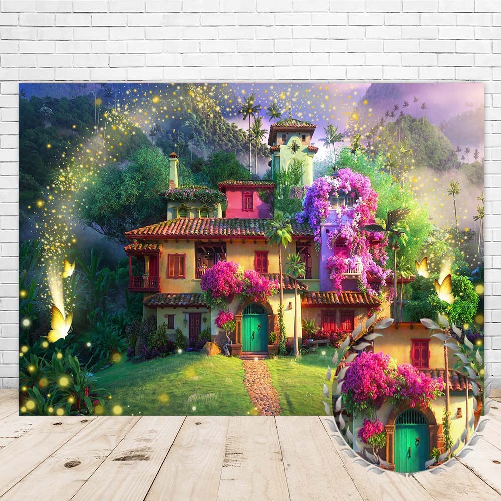 Magic Movie Backdrop Magical Floral House Butterfly Background for Kids Family Birthday Party Supplies Decorations Movie Poster for Nursery Decor (8x6ft)