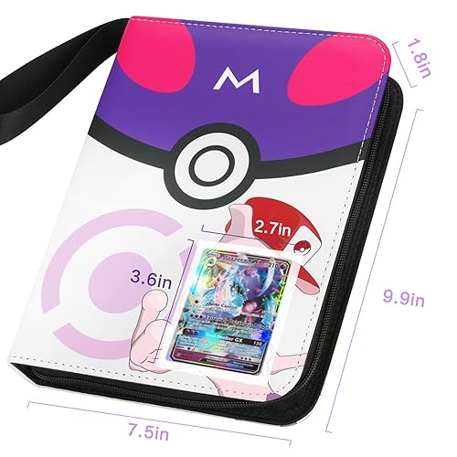 Miniatura 2 de Carpeta para tarjetas de Pokémon, 4 bolsillos, tarjetas de juego y tarjetas de intercambio deportivas, se adapta a 440 tarjetas, álbum de