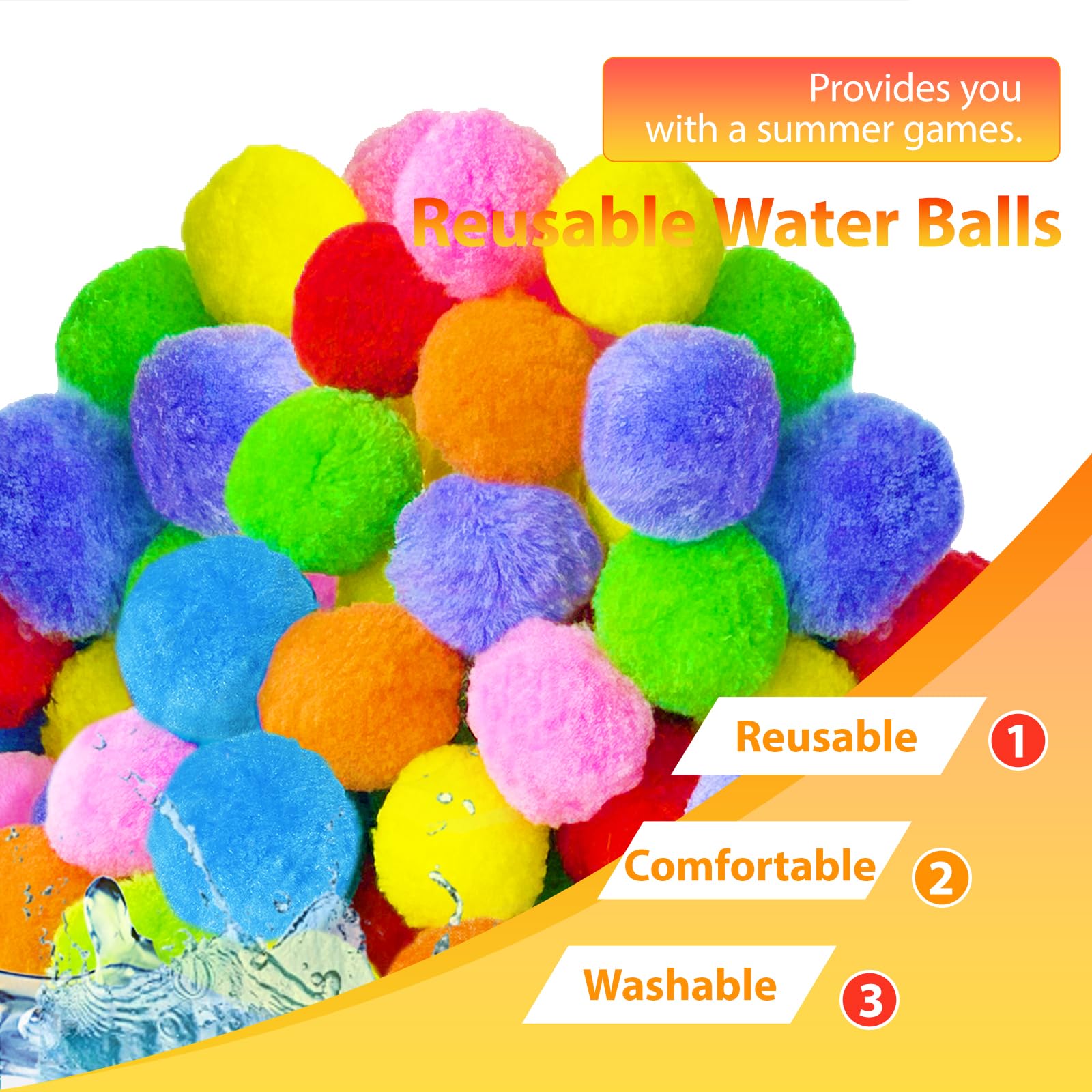 140 palline d'acqua riutilizzabili, 6,1 cm, colorate, con borsa a rete, per bambini, feste in piscina, prato, spiaggia, attività all'aperto