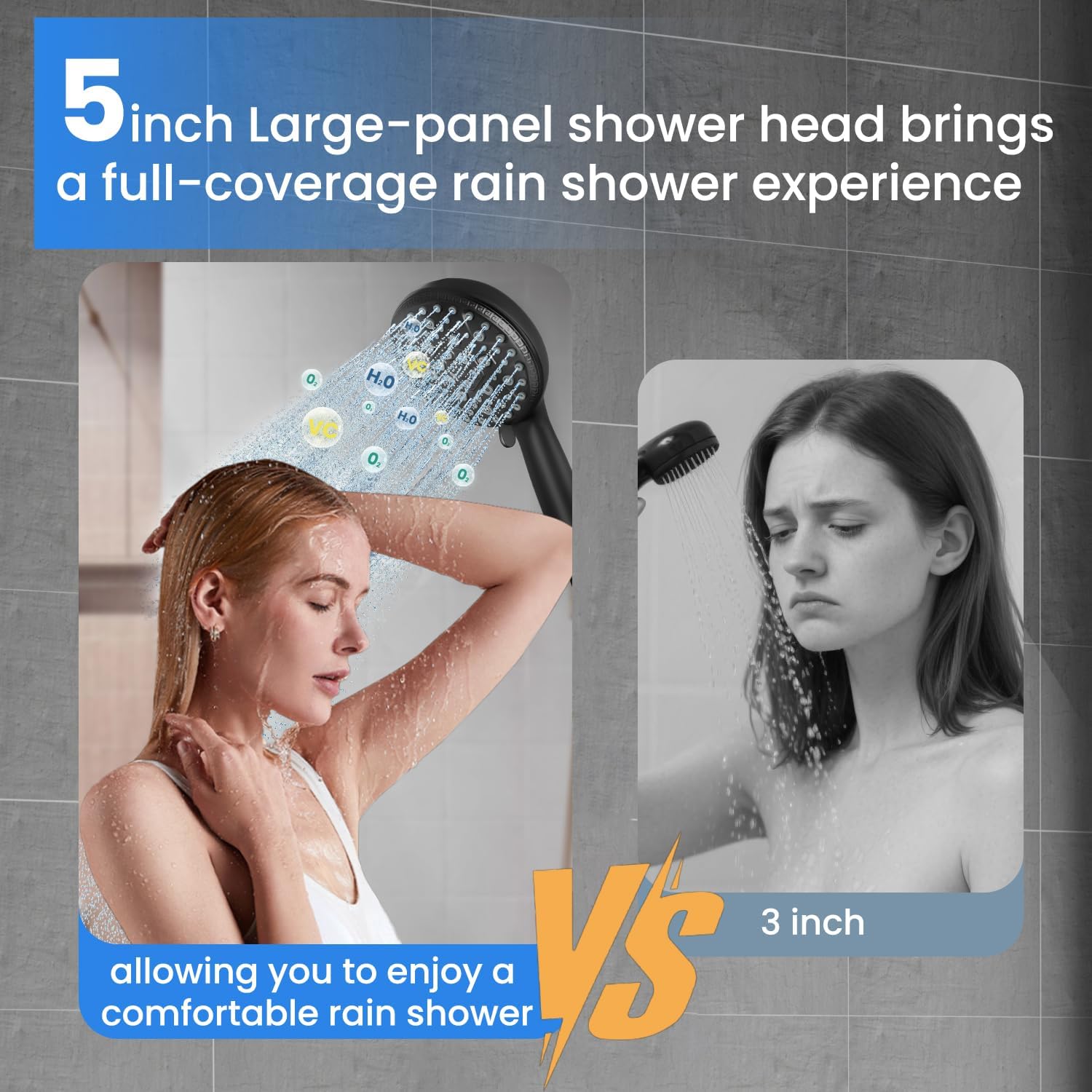 Shower Head with Handheld, High Pressure Shower Filter Head, 7 Spray, Built-in Pause Mode & Power Wash, Non-Clogging Nozzles, 59" Hose & Holder, Remove Chlorine for Hard Water, Reduce Dry Itchy Skin image 3