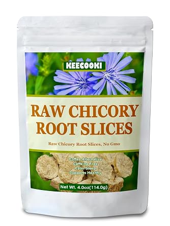 Raw Chicory Root Slices, 4.0oz114g, 100% Natural Premium Quality Chicory Root, Caffeine Free, No Additives And No Preservatives