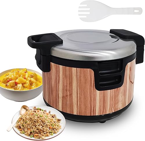 Calentador de arroz comercial de 19 L, 100 tazas, calentador portátil de alimentos y arroz (solo función cálida, no es una cocina), exterior de