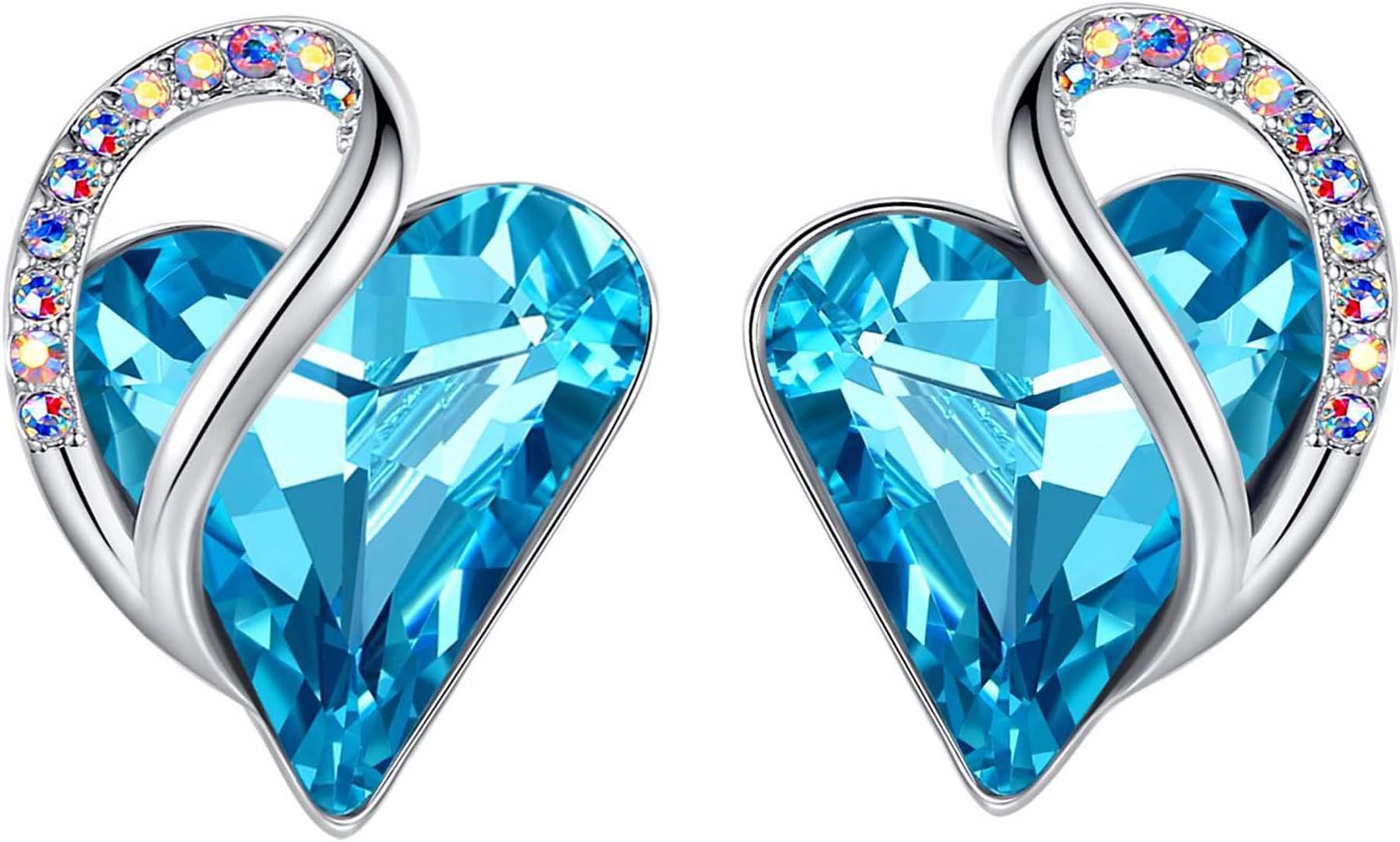 Leafael Infinity Love Heart Stud Earrings for Women, Birthstone and Healing Stone, Gifts for Mom, Wife, and Her, Silver Plated