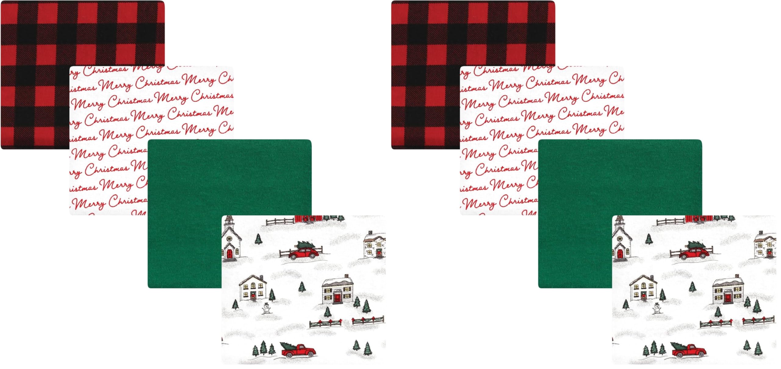 Hudson Baby Unisex Baby Cotton Flannel Receiving Blankets, Christmas Scene, One Size (Pack of 2)