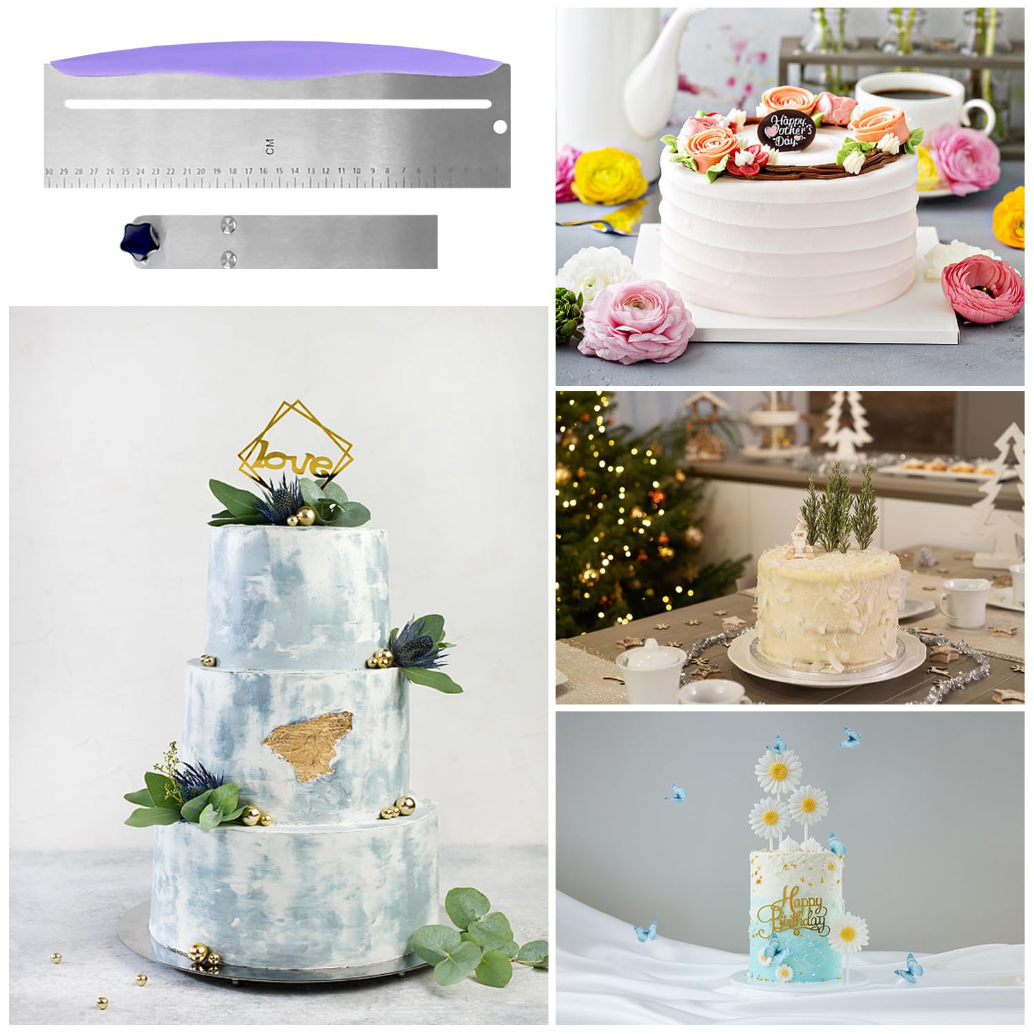 1 raschietto per torte, raschietto regolabile, raschietto in acciaio inox, accessorio per torte, utensili per la cottura fai da te
