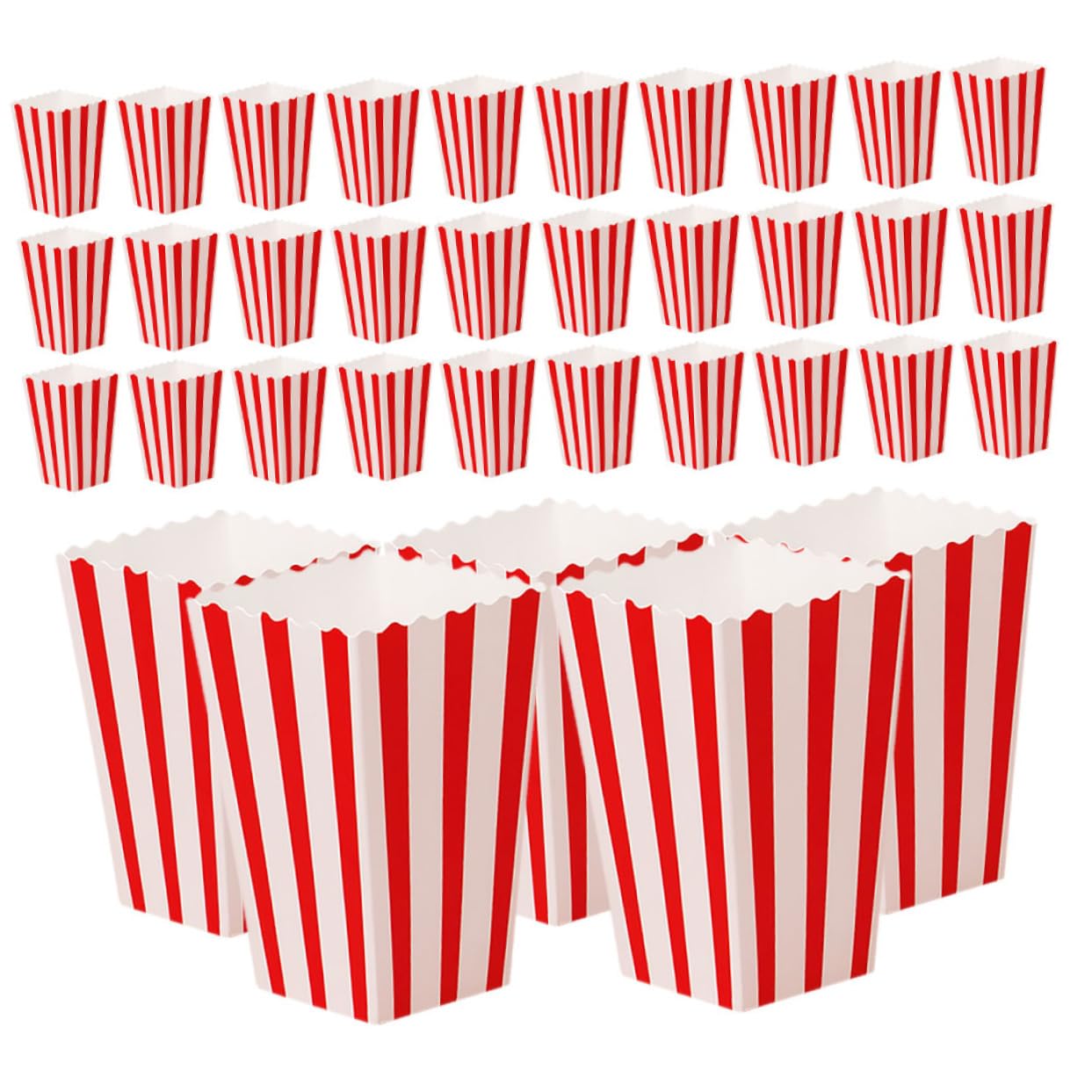 Mobestech 60pcs Paper Popcorn Bags: Individual Servings Pop Corn Boxes Snack Bucket For Popcorn Machine Movie Pop Corn Bags Containers Red And White