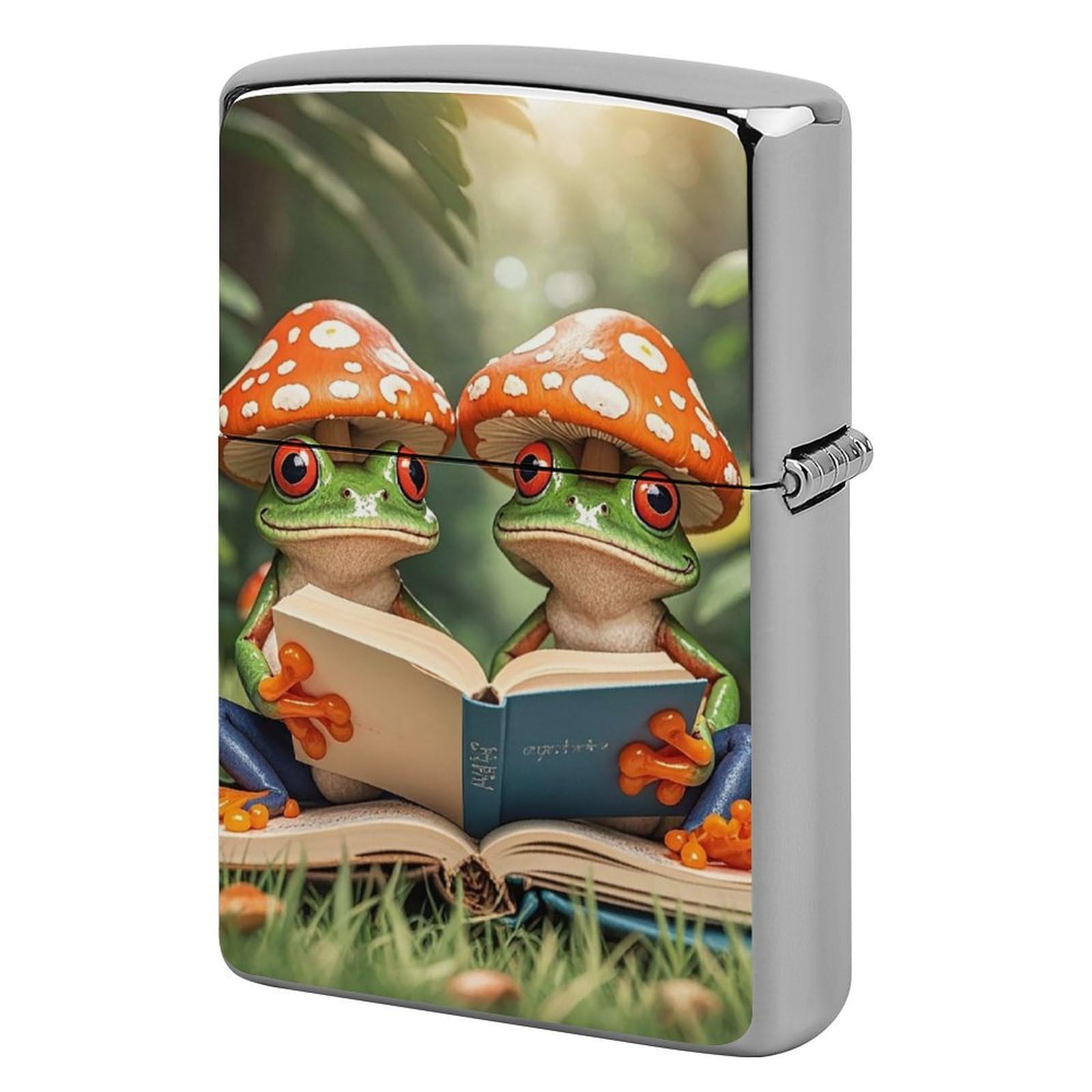 The Frog Family is Reading Lighter Case for Men, Personalized Lighter Cover for Valentine's Day Gifts, Flip-Top Lighters Shell for Outdoor, Portable Lighters Protective Sleeve