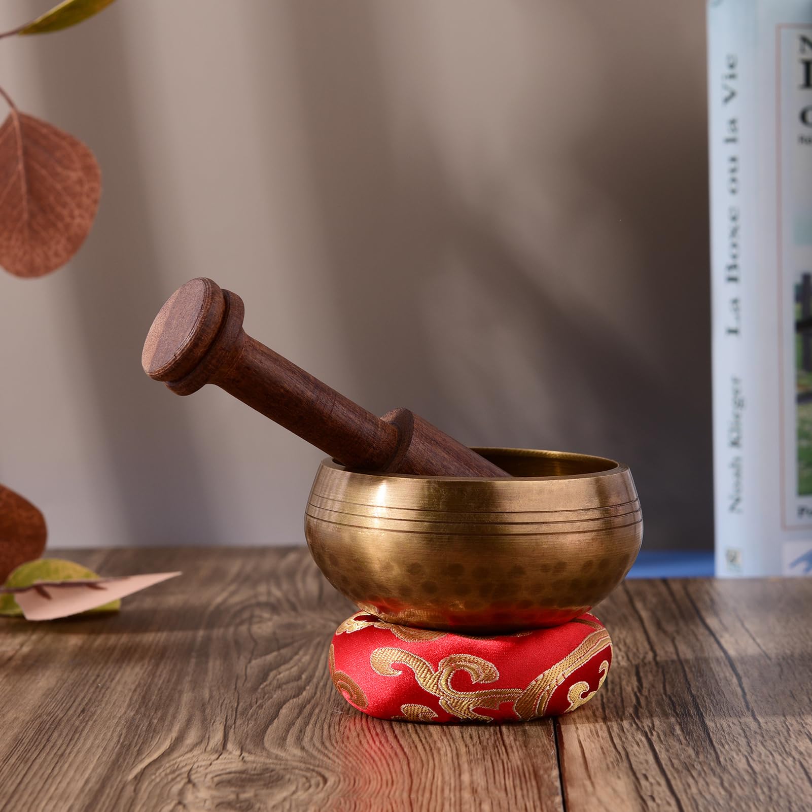 Singing Bowls Set Meditation Sound Bowl Buddhist Singing Bowl with Soft Cushion & Wooden Striker, Handmade Metal Sound Bowl Set Mini Size Great for Travel (3 Inch & Round Cushion