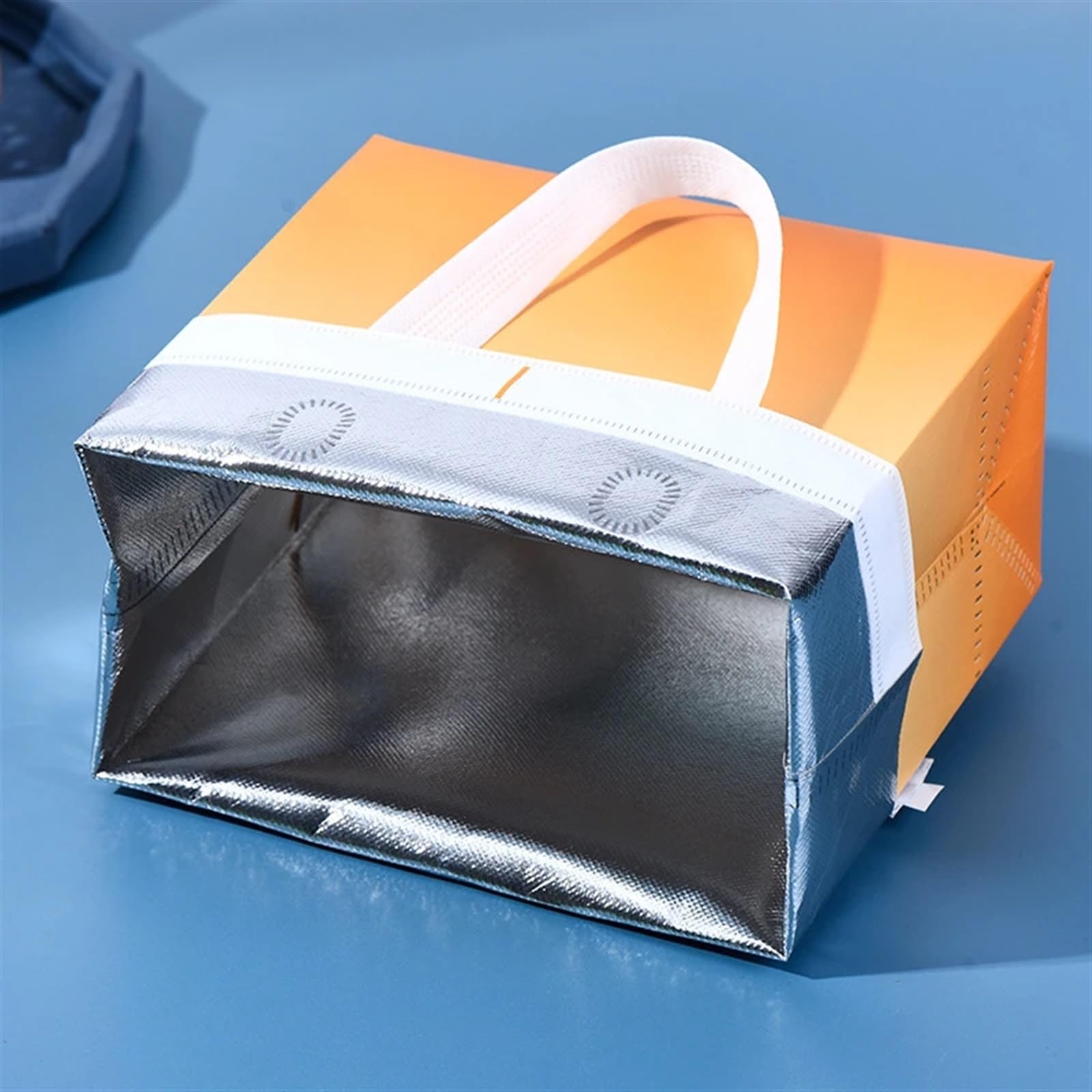 Sac Isotherme de Livraison Lot de 50 sacs fourre-tout isolants non tissés en tissu portable for aliments, gâteaux, boissons, emballage, garder au chaud et au froid, pochettes de livraison(Pink and whi