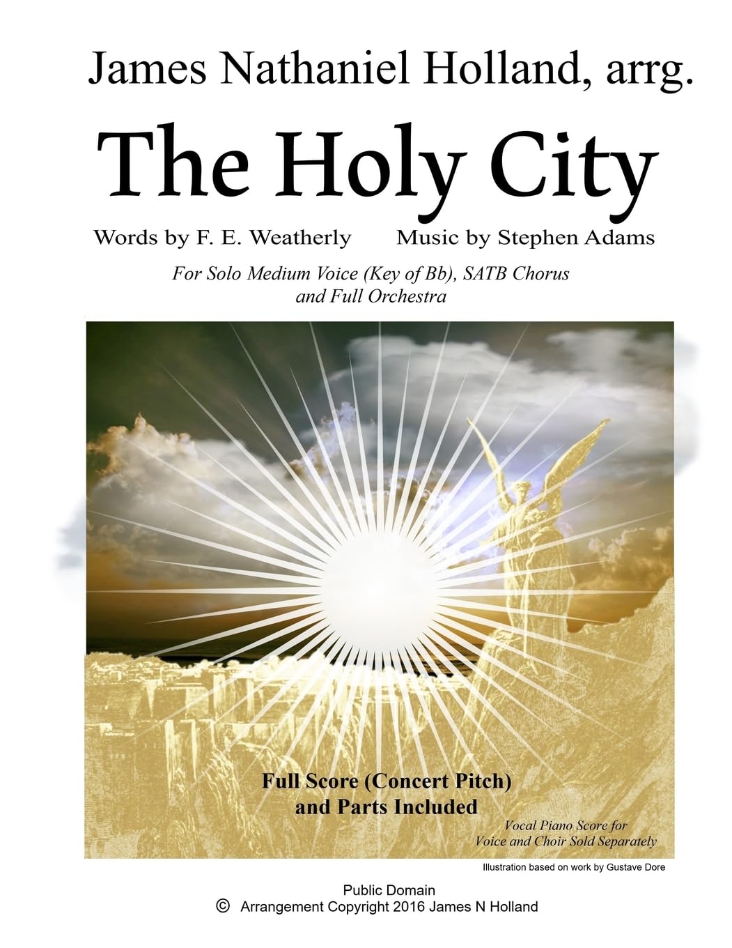 Partition chorale The Holy City soliste medium choeur SATB et orchestre Bb