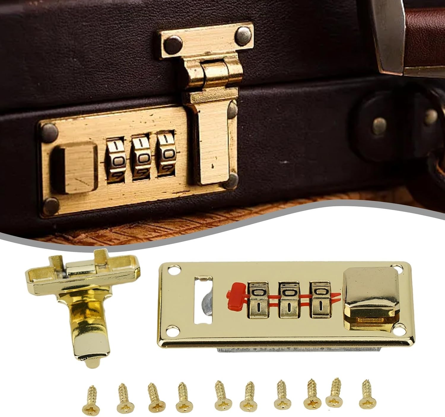 Retro Hardware Combination Lock Latch Suited For Various Box Types for Vintage Jewelry Wooden Boxes Case (Yellow Left)