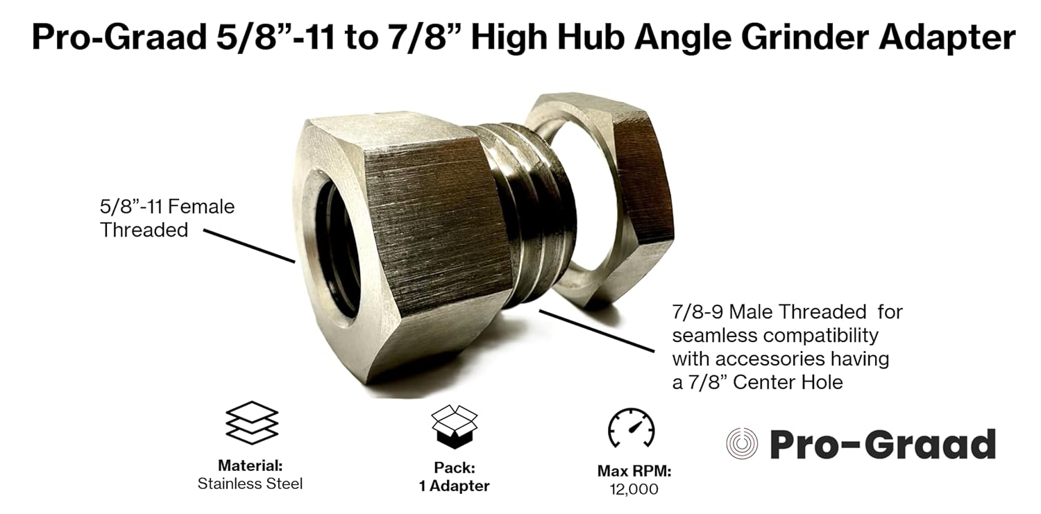 7/8” to 5/8-11 High Hub Angle Grinder Adapter