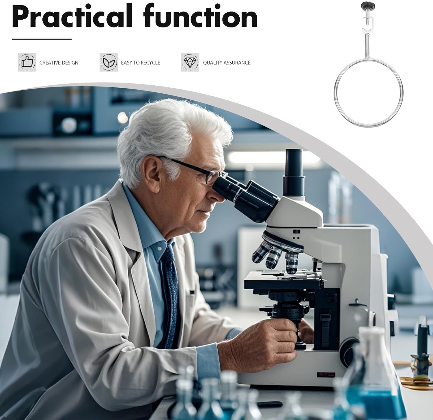 Stand Design Ring and Chemistry Sturdy with Iron Clamp , Sturdy Construction User-friendly for Professional Laboratory Settings and Chemistry Experiments