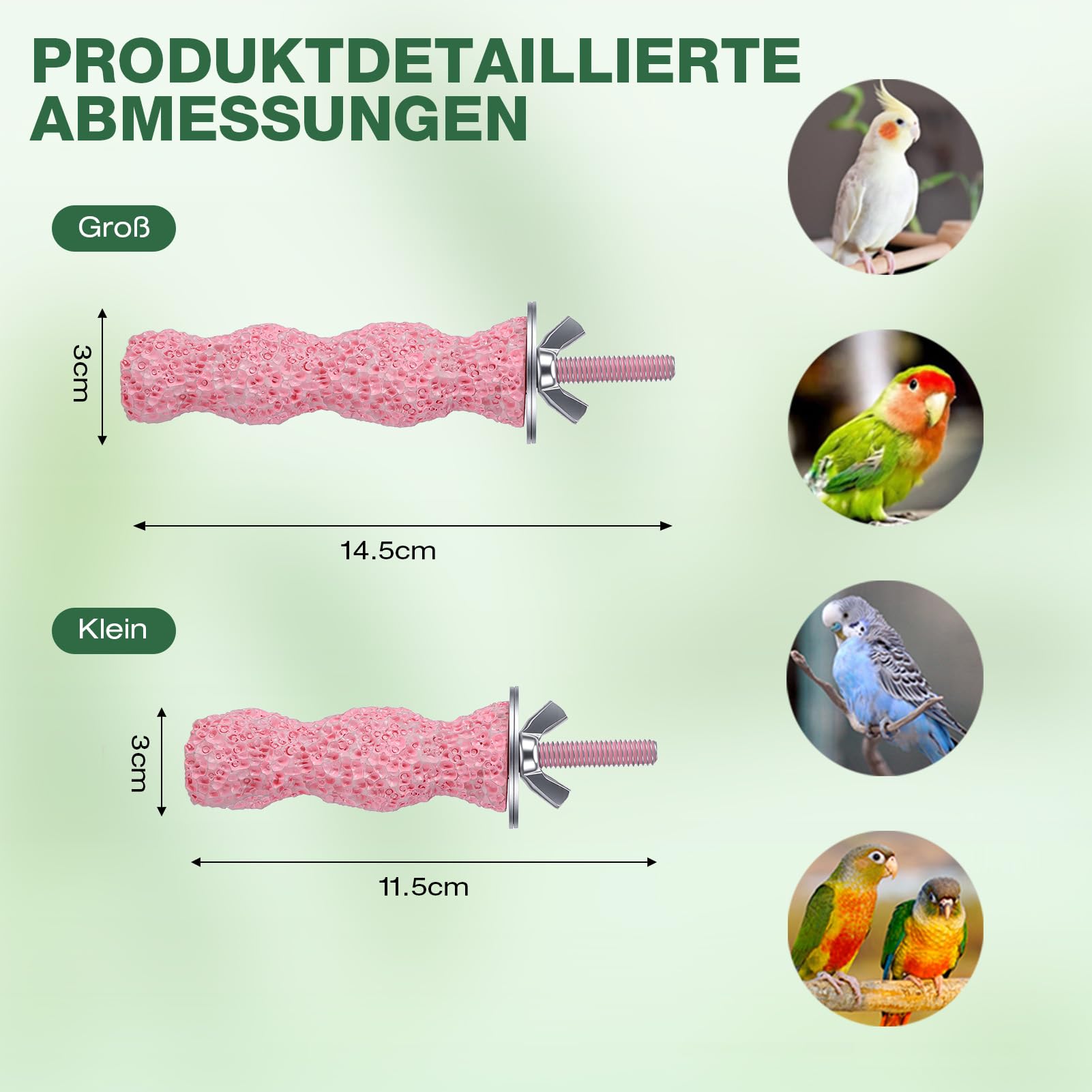 4 pietre per affilare il becco degli uccelli, antiscivolo, in resina, per pappagalli, lavabili in resina, per becco uccelli, accessori per gabbia per uccelli (ondulati (grandi)