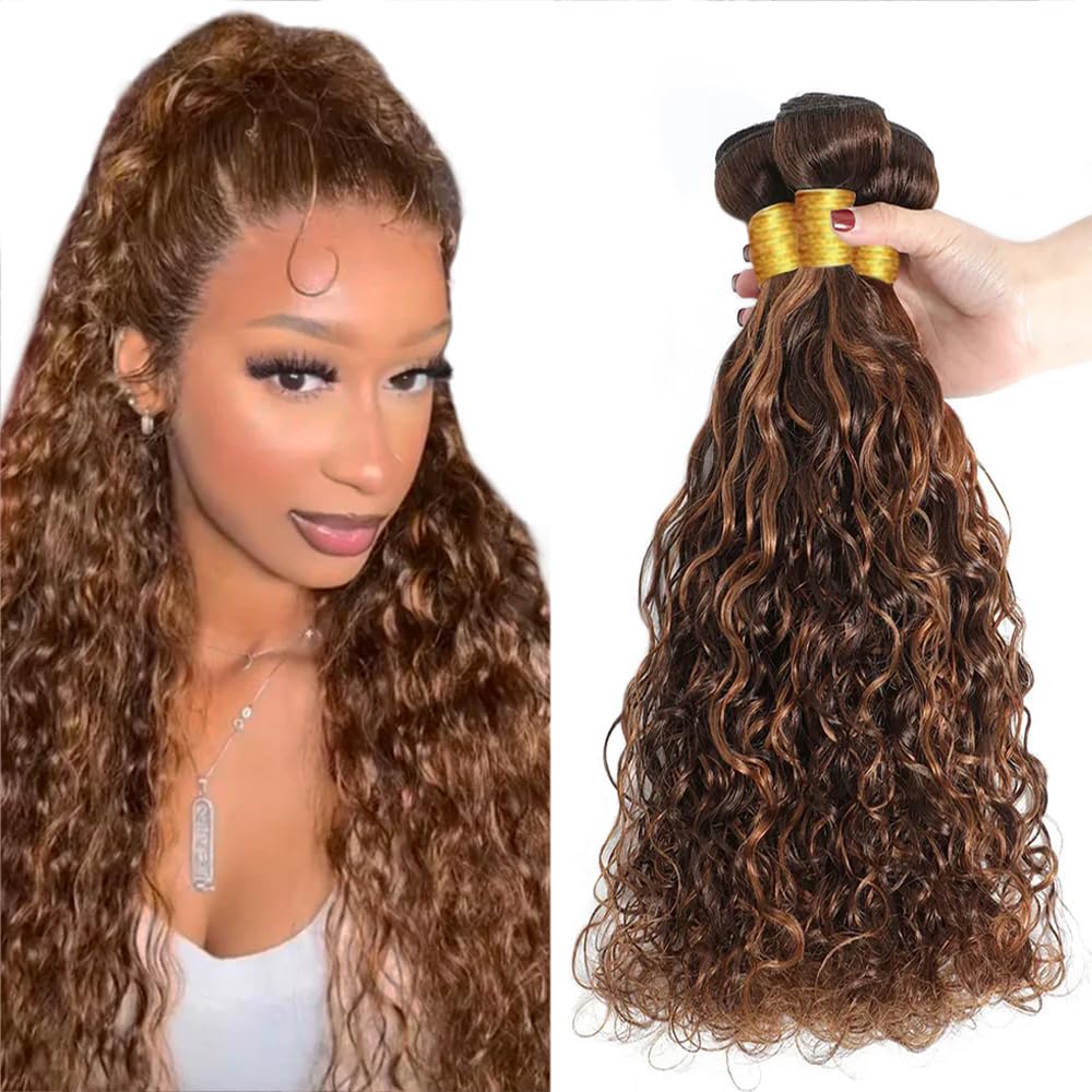 Ombre Water Wave Bundles P4/30 Human Hair Bundles 22 24 26 Inch Unprocessed Virgin Highlight Bundles Wet and Wavy Bundle Hair Weave