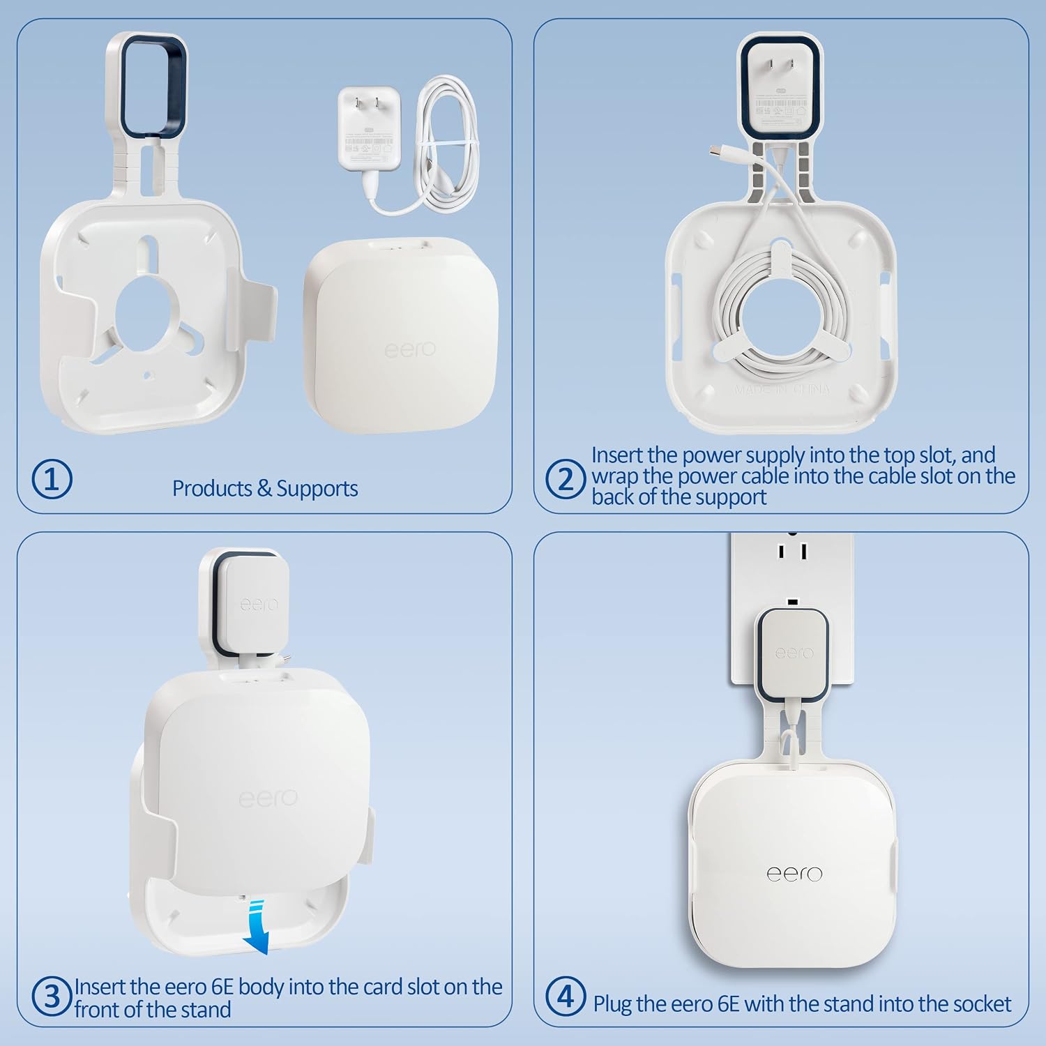 Wall Mount Holder for EERO Pro 6E Mesh WiFi System, Space Saving Outlet Wall Mount Bracket for EERO Pro 6E Router with Cord Management and Easily Moved(3 Pack)