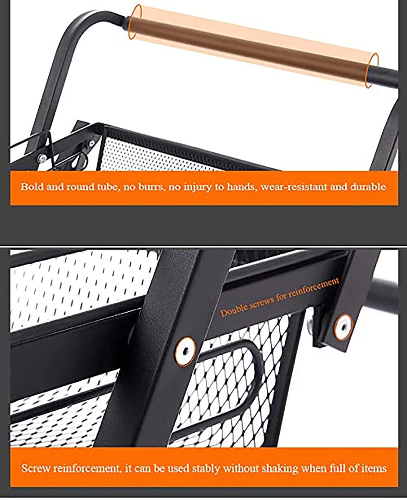 Carrito de almacenamiento de metal de 3 niveles con ruedas, carrito plegable para cocina, baño, oficina, lavandería, color negro