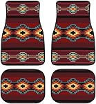 Tapis de plancher de voiture à carreaux 4,Pattern à carreaux géométriques Noir et rouge Carpettes avant de véhicule Mats Universal Car Rugs Non-dérapant Auto Car Decor Accessoires pour SUV Camion à moteur