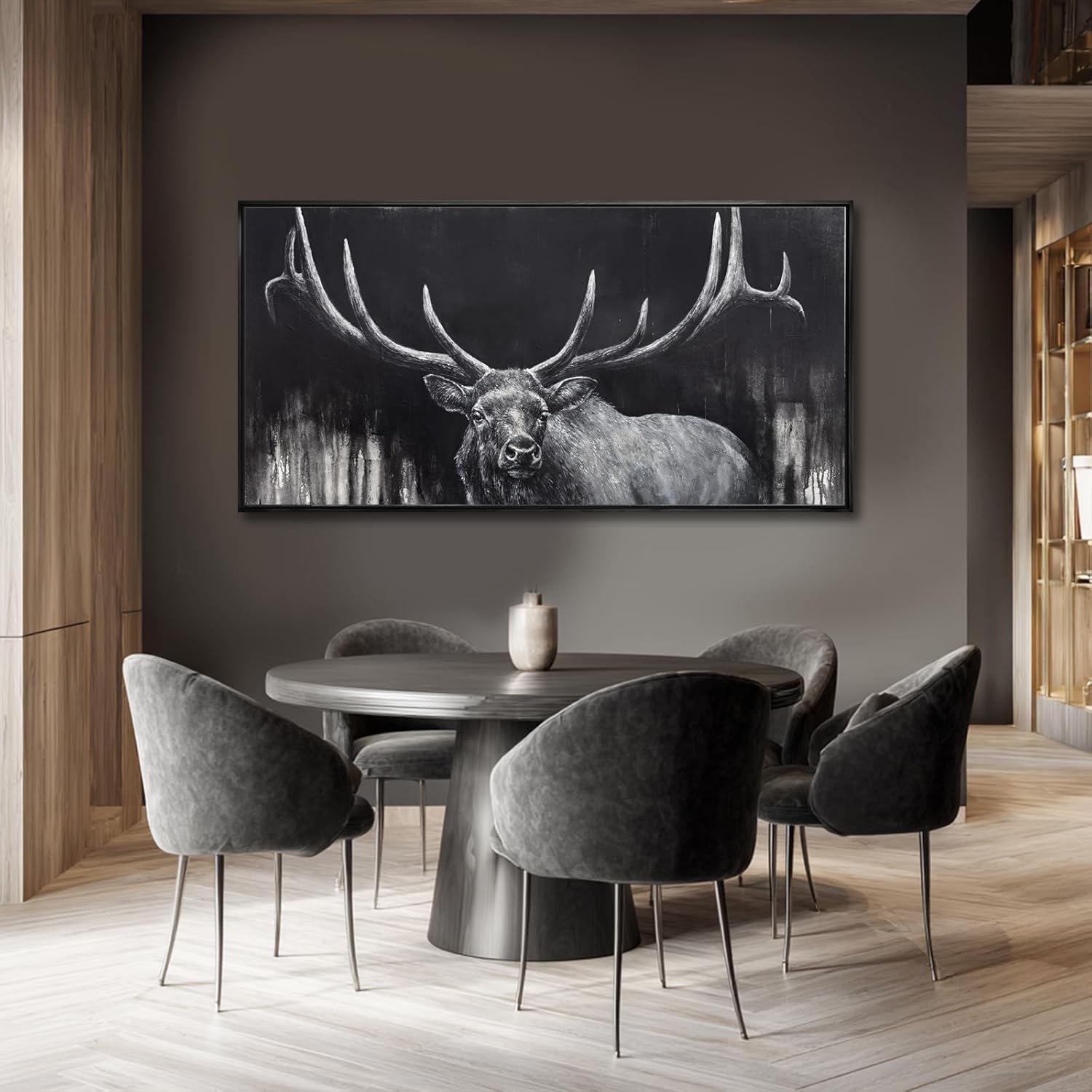 SDYA Highland Cow Wall Art Farmhouse Canvas Printed Black And White Cow Animal Pictures Wall Decor Modern Western Rustic Artwork Decorations for Bedroom Office Living Room 24"x48"