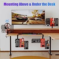 Vista 3 de PUTORSEN Headphone and Controller Holder for Desk, Rotatable DIY Modular Headphones Holder & Controller Stand with Cable Hooks, Clamped AboveUnder