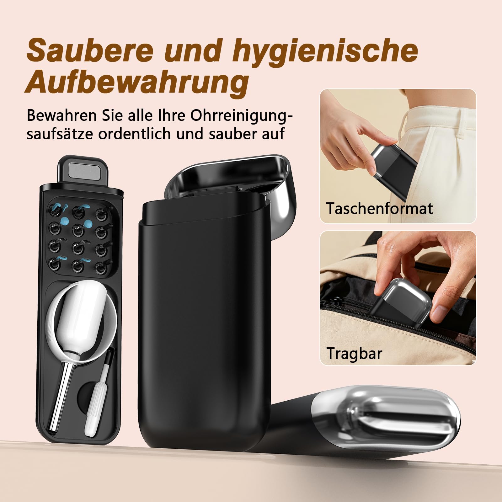 Ohrenschmalz Entferner Otoskop, AZHE 1080P HD Flexibler Ohrreiniger mit Pinzette, Wasserdicht Ohrenreiniger, 3.1mm Ohrreiniger mit Pinzette, für Erwachsene, Kinder und Haustier, Schwarz