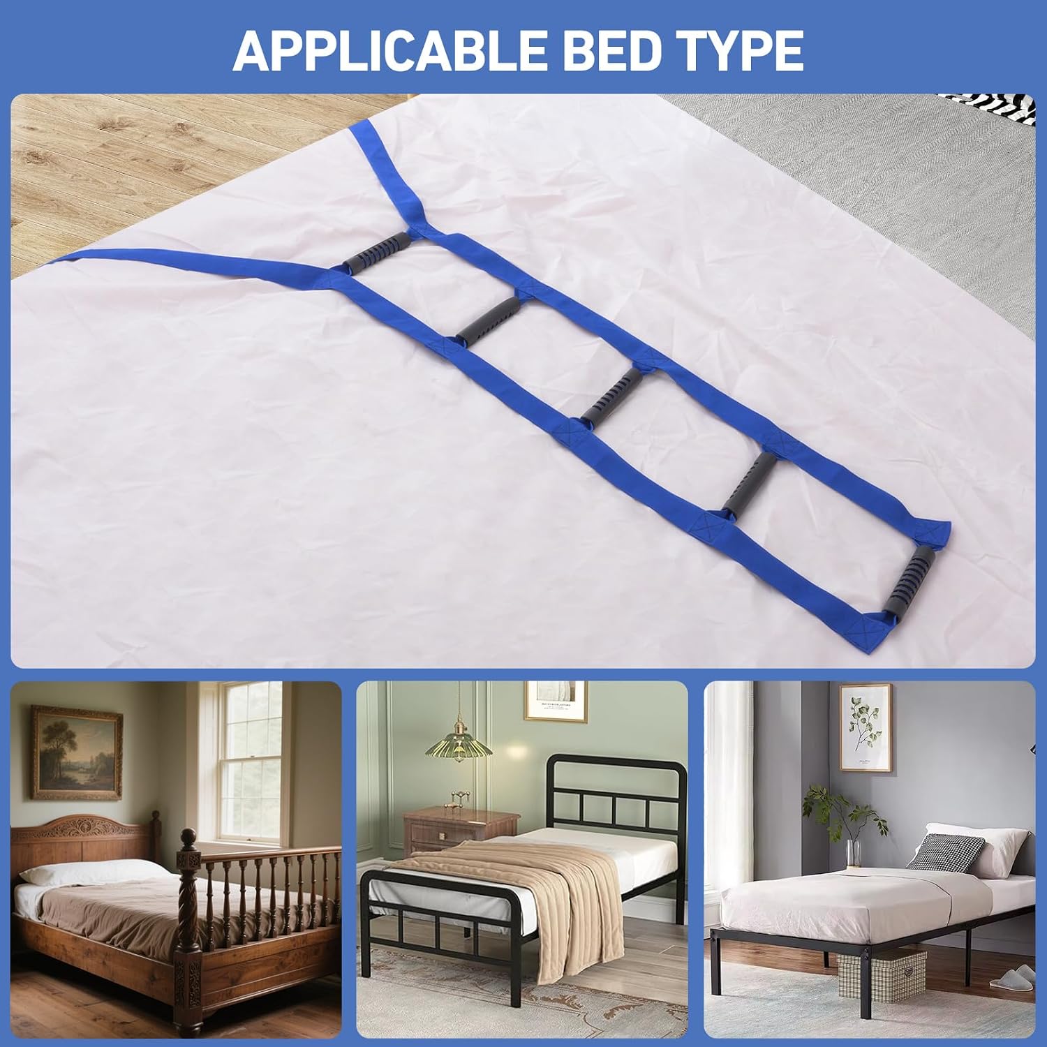 Bed Ladder Assist for Seniors, Elderly, Pregnant, Injury Recovery - Pull Up Hoist with Padded Hand Grip - C Section Recovery Must Haves, Parkinsons aids for Living, Bed Cane Helper