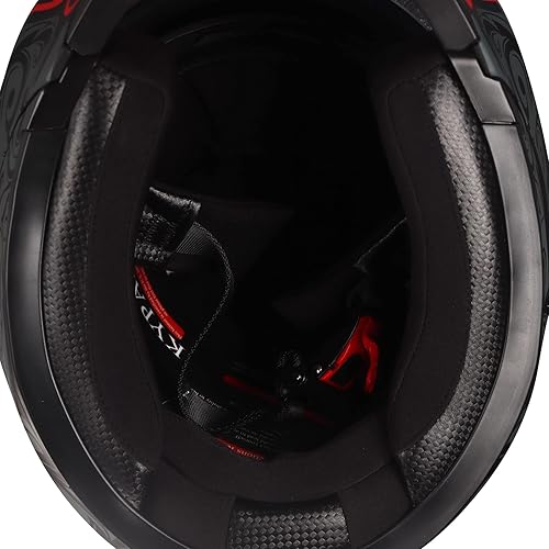 Miniatura 6 de KYPARA Casco de motocicleta de cara completa con visera interna tintada y aprobado por DOT para ciclomotor, ATV Cruiser Scooter (negro mate, mediano)