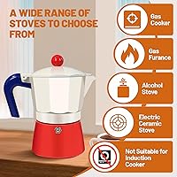 Vista 4 de Cafetera de 6 Tazas de Aluminio para Cocina, Olla de Moka, Cafetera de Espresso Express, Percolador, Cafetera Italiana Clásica de Mocha