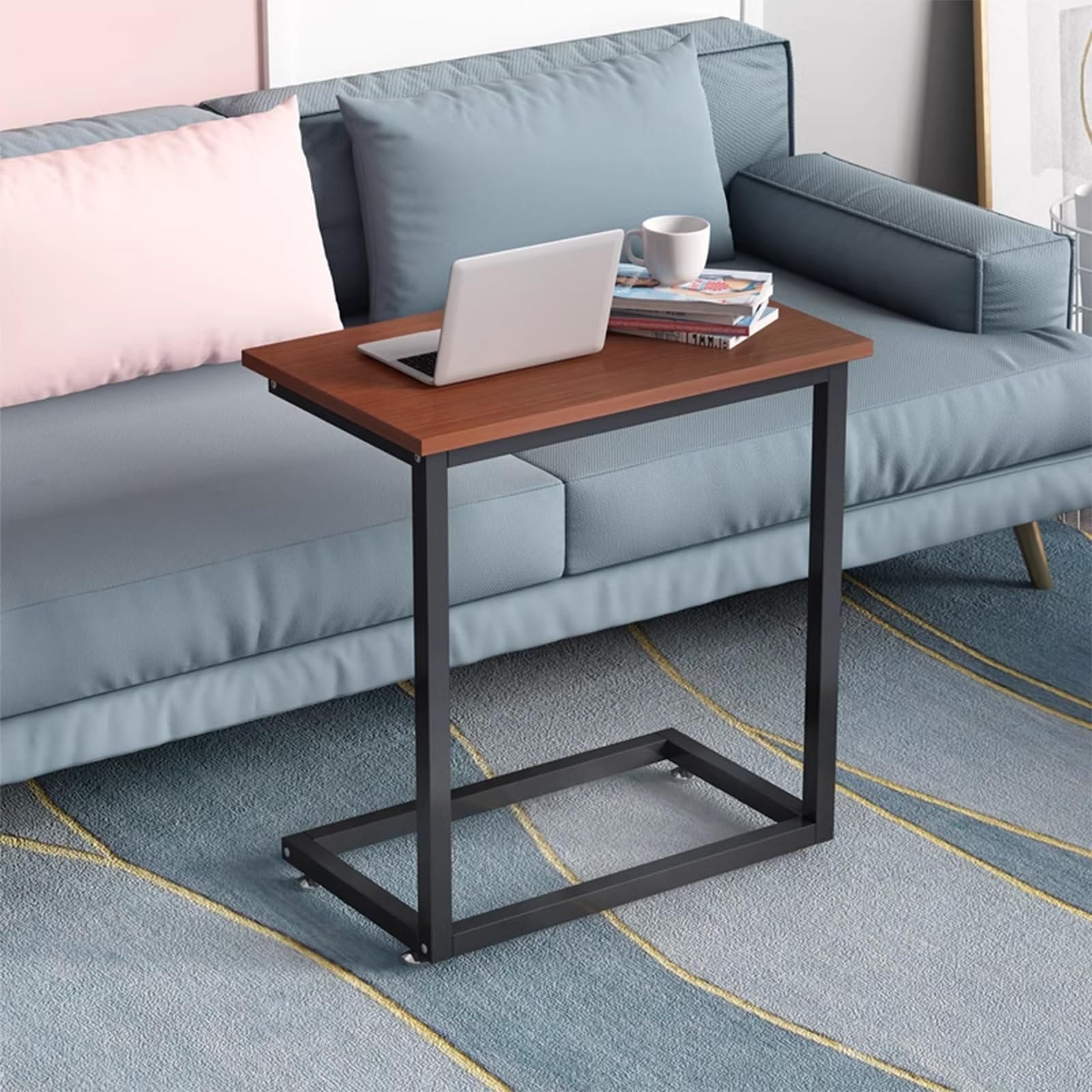 FAXIOAWA Tavolino Laterale per Divano, tavolino a Forma di C, tavolino Largo a Forma di C per Divano e Letto, Tavolo per Laptop, Lavoro da casa