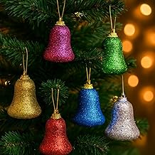 زينة أجراس الكريسماس المعلقة وألعاب للأولاد والبنات وهدية عيد الميلاد والكريسماس للعب للأطفال من امفين® (عبوة من 6 قطع)