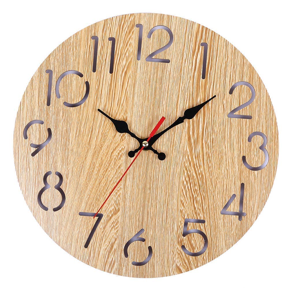Horloge murale extérieure en bois étanche au design rond gris pour décoration haut de gamme