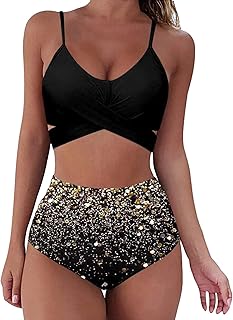 Biquíni feminino sexy dividido maiô cintura alta maiô duas peças festa praia biquíni estrelas estampado sexy atrevido