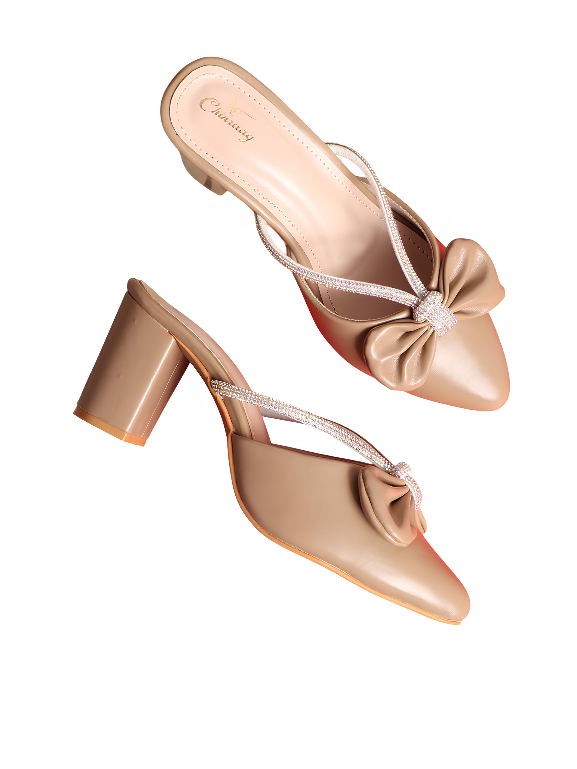 Women Striped Block Sandals with Bows-image-0