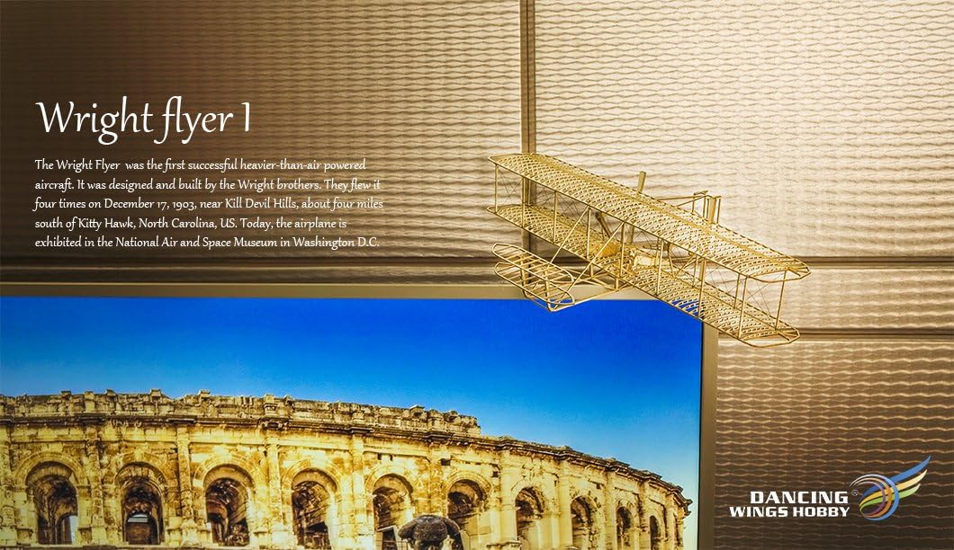 Dancing Wings Hobby 3D Wood Jigsaw Puzzle Wood DIY Kit- Wright Brothers Flyer Christmas Gift (VC02)