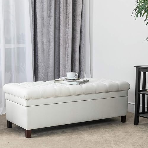 Miniatura 7 de Homebeez Banco otomano de almacenamiento de terciopelo con ribete de clavos (gris plateado)