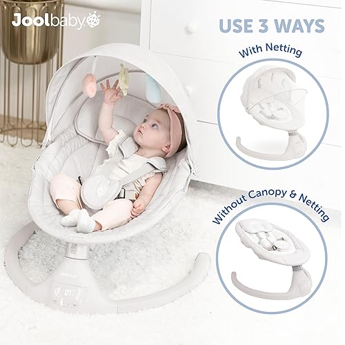 Miniatura 6 de Jool Baby Nova Swing para recién nacidos, columpio eléctrico motorizado para bebés, música Bluetooth, 10 melodías preestablecidas, control remoto