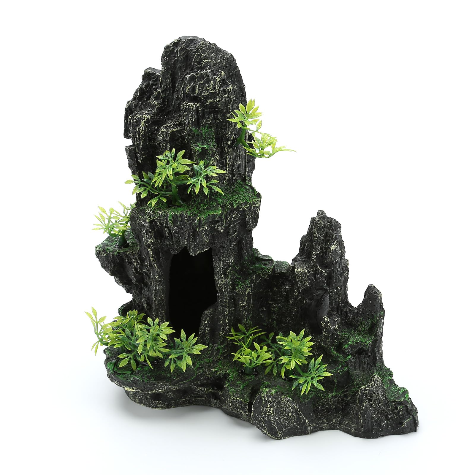 Decoración de acuario grande para pecera, adornos temáticos de rocas, adornos de piedra con vista a la montaña, decoración de acuario, decoración de árbol, casa, cueva, pecera (montaña-extragrande)