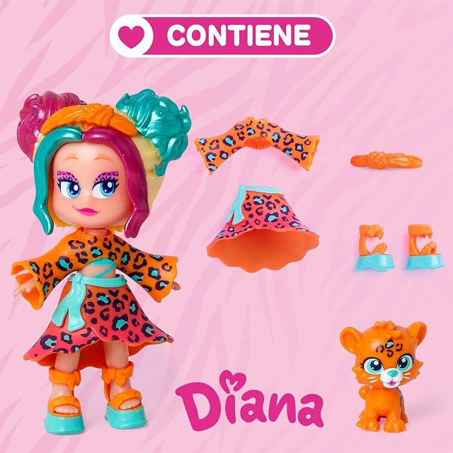 Foto 3 de 8 de KOOKYLOOS Serie Pet Party DIANA-Muñeca coleccionable Diana con un leopardo de mascota. Incluye la muñeca…