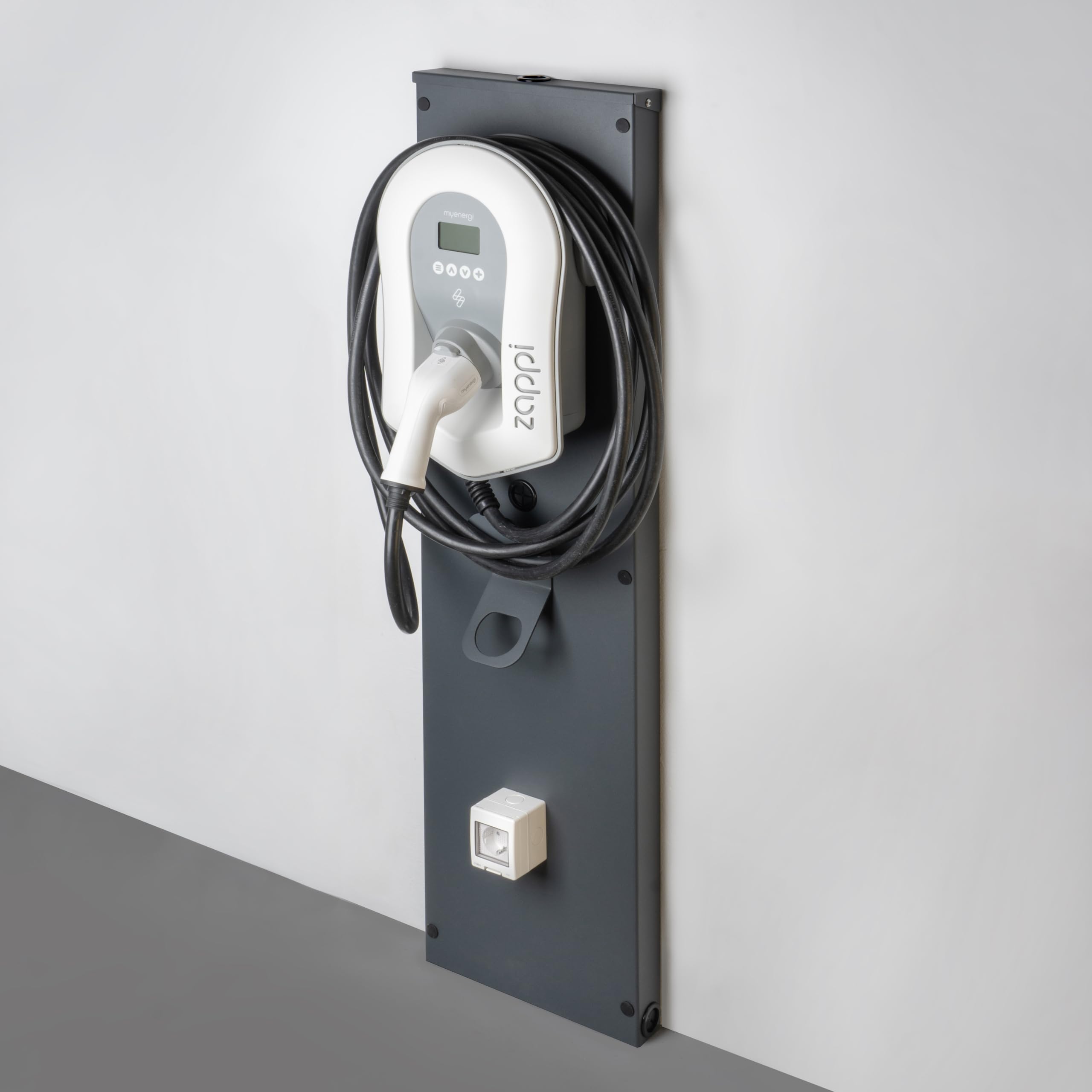 Uniwersalna kolumna ścienna z aluminium do stabilnej instalacji stacji ładującej i zorganizowanego miejsca ładowania do pojazdów elektrycznych, płyta ścienna do Wallbox (125 x 33 x 5,5 cm