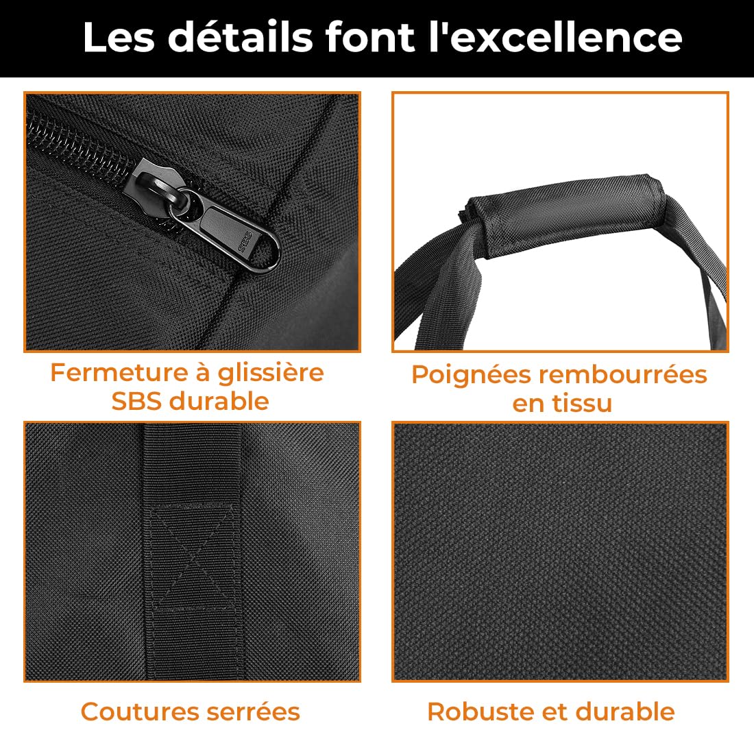 INFANZIA 100L Sac de Sport Grand Capacité pour Homme et Femme, Tres Grand Sac de Voyage résistant à l'eau Pliable avec Fermeture Eclair Améliorée, Solide et Durable, Noir