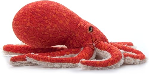 Miniatura 5 de The Petting Zoo Peluche de pulpo rojo del Pacífico, regalos para niños, animales marinos salvajes Onez, juguete de peluche de pulpo de 8 pulgadas