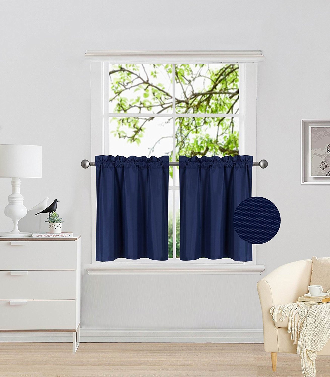 Navy Blue Cafe Curtains Curtains & Drapes 2023