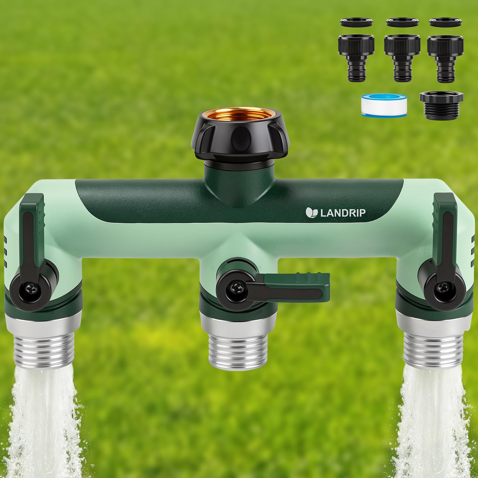 Landrip Wasserverteiler für Gartenschlauch, 3/4 Zoll Gartenschlauch Verteiler- Leckfrei, Kälte & UV-beständig, für Garten, Bewässerung, Wohnmobil, Innenbereich, Waschmaschine