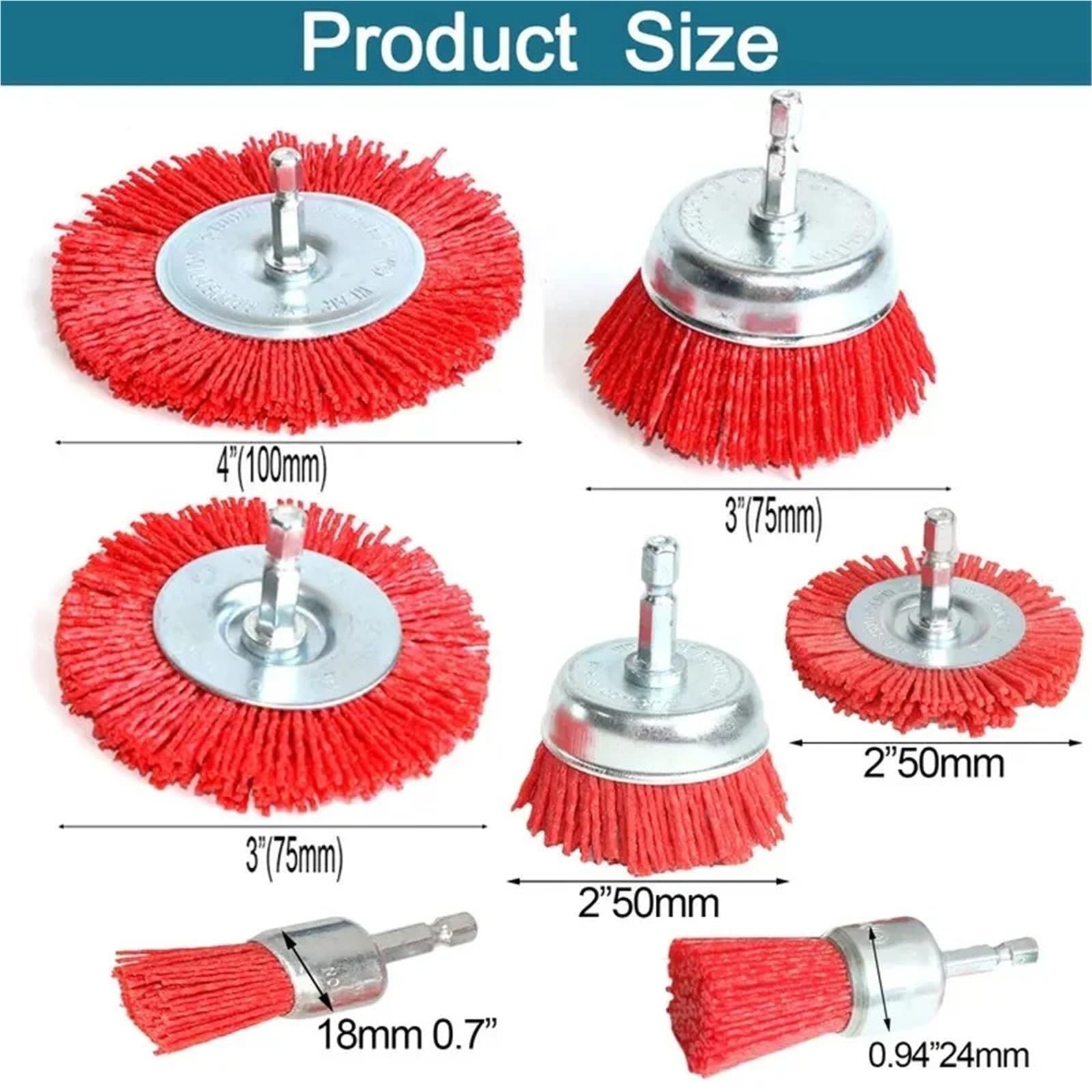 Spazzola a tazza in nylon Spazzola a ruota in filo abrasivo for utensile rotante for trapano(7pcs)